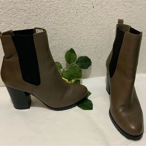 Coach Odelle Taupe Leather Slip On Block Heel Chelsea Ankle Boots Women's 9 B